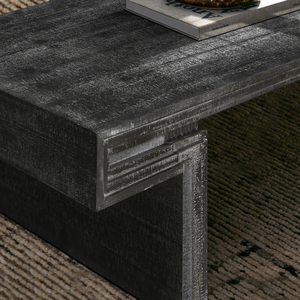 American Vintage Industrial Coffee <b>Table</b> Reclaimed Wood Rectangular Double Tier Rustic Design - Product Image 5