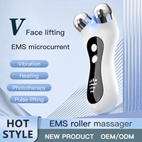 Masseur de cou à lumière rouge 3 couleurs, micro-courant EMS, vibration haute fréquence, compresse chaude, appareil portable pour raffermir la peau