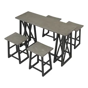 控制台桌子套装带4张凳子免费送货木质家居家具纸箱餐具套装仿古木质桌子厨房桌子农家