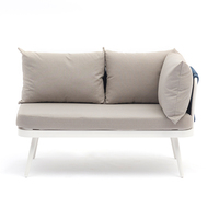 Ensemble de table et canapé d'angle modulable en tissu imperméable pour villa, usage extérieur, 6 places, design moderne, résistant à la rouille, durable