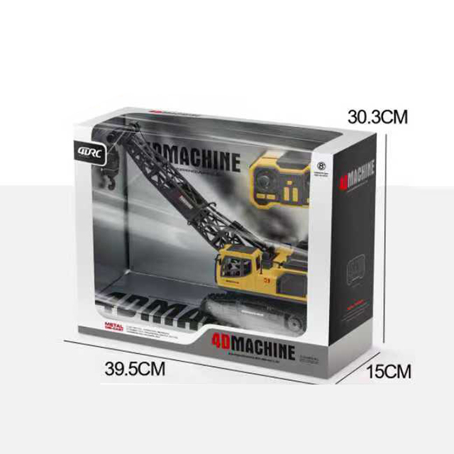 12CH 2.4GHZ RC Crawler Crane Alloy R/C Truck Model Toy 1:18 Scale Light Sound Effects Remote Yellow Controller 8 Channels
