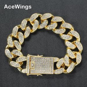 AB008 20mm 8inch Chunky <strong>Crystal</strong> <strong>Bracelet</strong> Iced Out Hip Hop Men <strong>Crystal</strong> Cuban <strong>Bracelet</strong> Bling Bling - Product Image 3