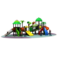 Équipement de terrain de jeux extérieur commercial durable en LLDPE et acier galvanisé, ensemble de divertissement pour enfants avec toboggan pour la communauté
