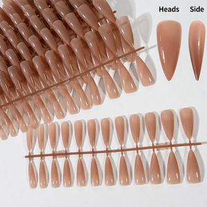 Nouvelle Arrivée – 240 Pièces d'Extensions d'Ongles Artificiels Marron Glacé Transparent Brillant, Longs Stilettos, Double Usage - Product Image 4