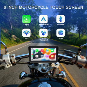 6 "không thấm nước <span class=keywords><strong>GPS</strong></span> <span class=keywords><strong>navigation</strong></span> đa phương tiện Player cho xe xe gắn máy mới không dây Carplay Android Auto IPX8 ghi màn hình - Product Image 2