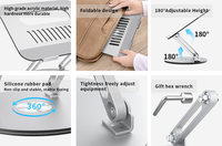 360 °   Support d'ordinateur portable rotatif et pliable, support de tablette réglable en aluminium et plastique pour ordinateur portable de 14 à 17,3 pouces