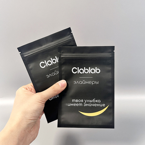 Custom Printed Matte Black Foil Mylar 3 Side Seal Flat Pouch Resealable Ziplock Dental Orthodontic Aligner Medical Packaging Bag - Product Image 2