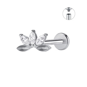 Astm F136 Titanio Hoja Stud Pendiente 16G 8mm Helix Labret Lip <span class=keywords><strong>Piercing</strong></span> Hilo interno Flat Back Stud Mujeres Hombres - Product Image 1