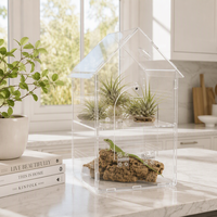 Terrarium en acrylique en forme de maison à deux niveaux pour reptiles, serpents, lézards, tarantules, coléoptères, araignées sauteuses - Cage Vivarium OEM