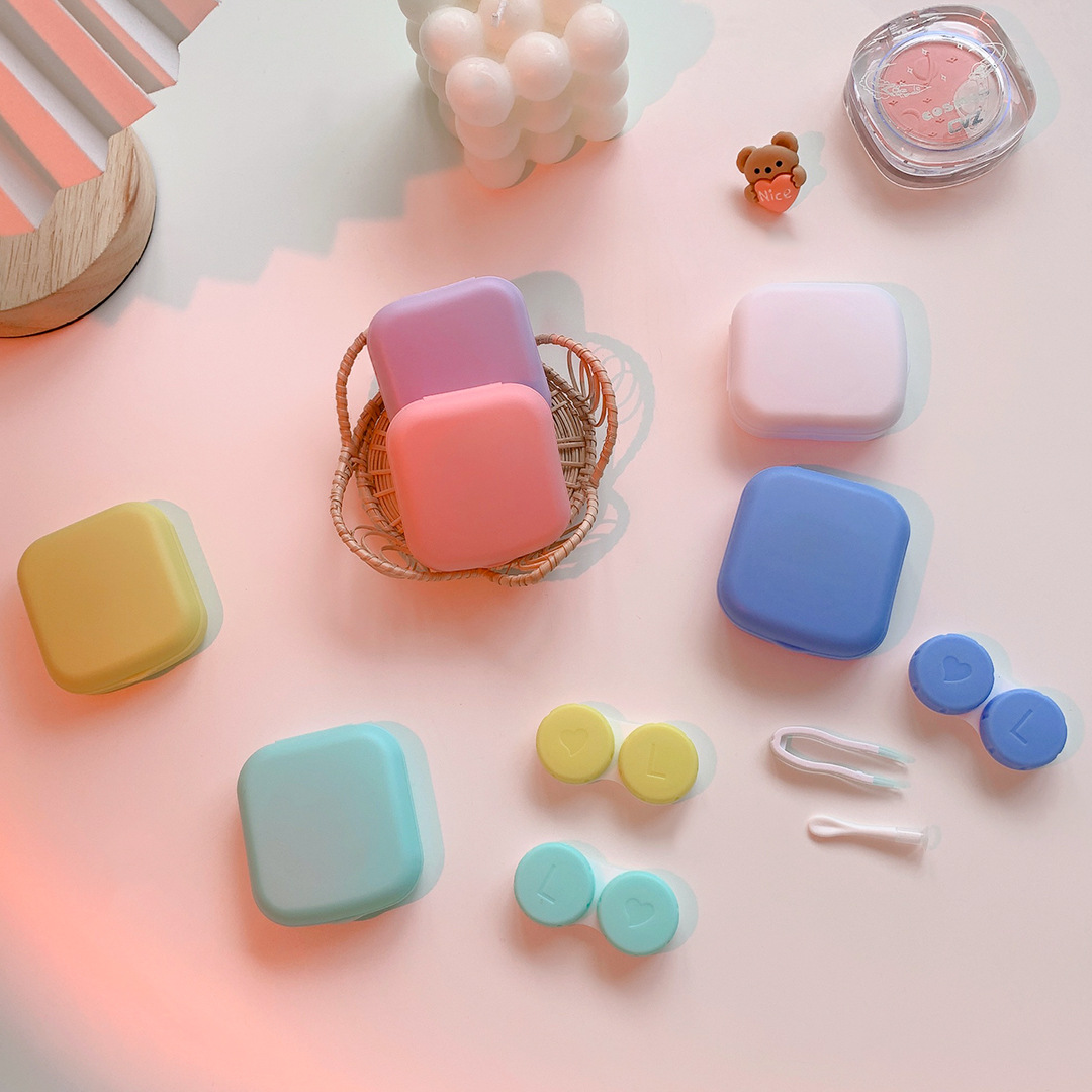 Коробка для хранения контактных линз простая девушка сердце косметические контактные линзы компактный портативный контейнер для контактных линз