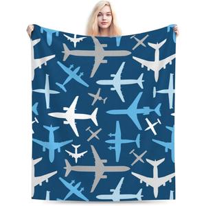 Beige Watercolor Biplanes Flannel Blanket <b>Throw</b> Blanket Nap Blanket <b>Super</b> <b>Soft</b> Machine Washable for Home Office Nap Custom Print - Product Image 2