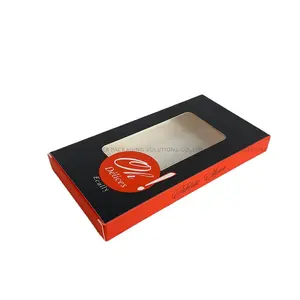 Boîte de papier d'emballage de barre chocolatée noire emmêlée de luxe personnalisée à la française avec fenêtre transparente de forme personnalisée