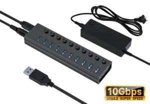 Bộ Chuyển Đổi <span class=keywords><strong>Hub</strong></span> Usb 10Gbps Bộ Chia Dữ Liệu Công Nghiệp 10 Cổng USB3.2 Với Bộ Chuyển Đổi Loại C Usb C 3.0 Bộ Chia Usb Với Nguồn Điện 12V5A - Product Image 2