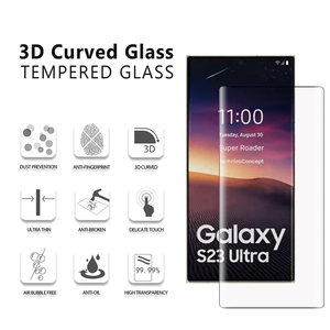 Protector de pantalla de vidrio templado transparente para desbloqueo de huellas dactilares con borde redondo curvo 3D doblado en caliente para <span class=keywords><strong>Samsung</strong></span> <span class=keywords><strong>Galaxy</strong></span> S21 S22 S23 Ultra - Product Image 2