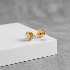 Pendientes de Diamantes Clásicos con Engaste de Garras, Joyería Minimalista y Elegante en Oro de 22K para Mujer, Uso Diario - Product Image 4