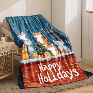 Christmas Santa Flannel Blanket <b>Throw</b> Blanket Nap Blanket Xmas Gift Holiday Decor Skin Friendly Reversible <b>for</b> Bed Sofa <b>Couch</b> - Product Image 3