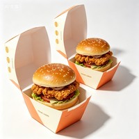 Boîte à hamburger biodégradable en gros pour la vente à emporter, boîte jetable pour la restauration rapide, boîte à sandwich pour emporter avec encre de soja
