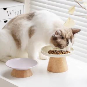Gamelle élégante surélevée antidérapante en céramique pour animaux de compagnie avec support en bois incliné pour croquettes, vente en gros, modèle séparé - Product Image 3