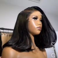 Perruque Bob Lace Frontal 13X4 pré-épilée, coupe droite, 100% cheveux humains naturels, cheveux brésiliens bruts, pour femme