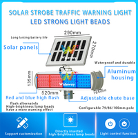 Luz de Advertencia Intermitente Roja y Azul LED con Energía Solar, Baliza Estroboscópica Inalámbrica, Señal de Seguridad y Disuasión para Propiedades Privadas