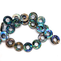 Perles rondes d'ormeau 13-18mm-DIY Boucle d'oreille/Pendentif en vrac