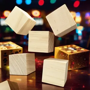 卸売木製カスタムダイス未完成ロゴキューブウッドブロック安価なエンターテイメントダイスゲームと楽しみのために