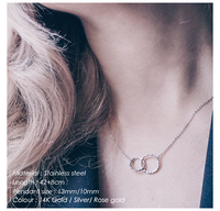 Collier en acier inoxydable avec pendentif connecté en forme de cercle, chaîne de clavicule plaquée or, bijoux pour femmes