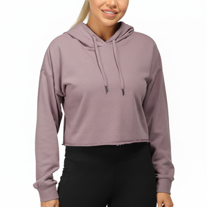 ขายส่งโลโก้ที่กําหนดเองหญิง Cropped Hoodies ผู้หญิงฝ้ายพืชยอดขายสูงสุดขนาดบวกการออกแบบ OEM ผู้หญิงพืชยอดนิยม hoodies - Product Image 1