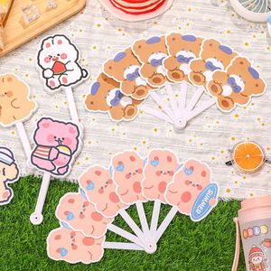Cartoon Anime Folding Fan with Round Flower and Animal <b>Pattern</b> Home Decoration Folding Fan with Bag - Product Image 3