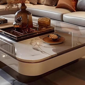 Tavolino <span class=keywords><strong>da</strong></span> caffè in vernice <span class=keywords><strong>da</strong></span> cucina rettangolare <span class=keywords><strong>di</strong></span> <span class=keywords><strong>piccole</strong></span> <span class=keywords><strong>dimensioni</strong></span> minimalista moderno con pannello in marmo <span class=keywords><strong>di</strong></span> alta qualità - Product Image 4