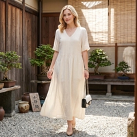 OEM/ODM Robes pour femmes sur mesure, robes en ramie, robes décontractées pour femmes, robes d'été pour femmes