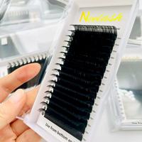 Extensions de cils individuels en cachemire noir mat faits à la main en gros, étiquette privée OEM, véganes, sans cruauté, volume intense, Corée