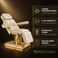 Table de traitement électrique à 4 moteurs, inclinable de 0 à 180 degrés, hauteur réglable, pour salon, spa, soins du visage, microblading, tatouage, clinique dentaire