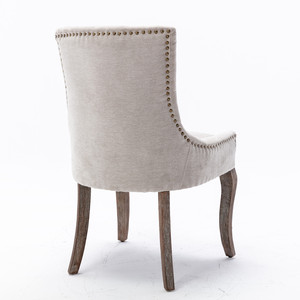 Sedia da pranzo Ultra Side con tessuto ispessito, gambe in legno dai toni neutri, borchie in bronzo, set da 2 - Product Image 5