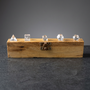 Pierres précieuses, cristal, Quartz, ensemble de géométrie avec boîte en bois, cristaux solides, pierres de guérison, pierres de Reiki, minéraux, ensemble d'énergie, 5 pièces - Product Image 3