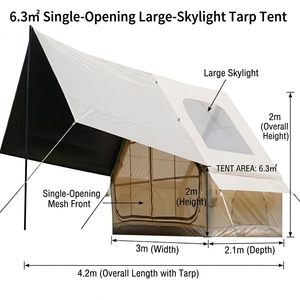 6.3 Square Meters Inflatable Camping <b>Tent</b> With Large Skylight and <b>Canopy</b> Single Open Door Design AFT630-D Fast Inflatable Setup - Product Image 2