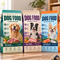 Sacs à fond plat personnalisés imprimés en gros pour aliments pour chats et chiens, 500g, 1kg, 2kg, 5kg, emballage mat pour aliments pour animaux de compagnie avec fermeture éclair