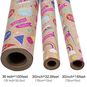 Custom Happy Birthday Party Pattern Recyclable Kraft Gift <b>Wrap</b> <b>Paper</b> <b>Roll</b> 100GSM PE Coated Double Sided Eco Friendly Digital - Product Image 4