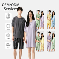 Pyjama d'été sportif en modal pour femme Sweethoney, doux, au-dessus du genou, uni, à manches courtes, pour couple, fin et frais, pour la maison