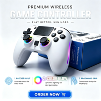 Manette de jeu sans fil RGB lumineuse rechargeable 1000 mAh pour PS5/PC/TV/Steam, faible latence, double moteur de vibration, boutons programmables