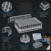 Soporte de Almacenamiento para Microplacas de 96 Pocillos, Fabricado a Medida con CNC en Acrílico PMMA Transparente/Nylon, para PCR, ELISA, Cultivo Celular, Uso en Laboratorio