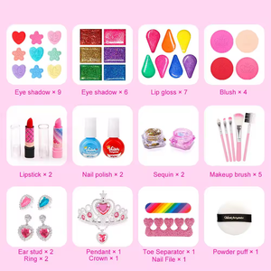 Pha Lê Mỹ phẩm trường hợp những điều đẹp cho cô gái có thể giặt Kid Make up Kit món quà sinh nhật Đồ chơi hộp trang điểm cho trẻ em - Product Image 3