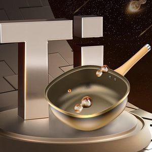 Titanium Coated Rock <b>Nonstick</b> Frying Pan Flat Bottomed Gas & Electromagnetic Stove Universal Household Pan - Product Image 2