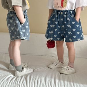 Pantalones Cortos Vaqueros de Verano 2026 para Niñas, con Estampado de Corazones, para Niñas y Niños, Atuendo de Verano, Pantalones Cortos Casuales Holgados para Bebés - Product Image 3