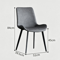 Chaise de salle à manger moderne en cuir motif patte de chat, chaise d'appoint rembourrée courbée, chaise d'appoint avec pieds en acier noir pour salle à manger, cuisine, appartement