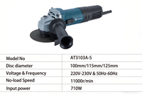 Meuleuse d'angle électrique filaire ADTO 710W 125mm 11000 tr/min, outil électrique professionnel pour la découpe et le meulage de tuyaux métalliques