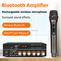 Microphone sans fil rechargeable en métal pour karaoké à domicile, amplificateur de microphone sans fil dynamique avec amplificateur de puissance 80W Bluetooth