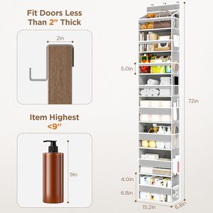 Over The Door Organizer 8 <b>Shelf</b> Hanging Storage With Large Pockets For Bedroom Closet Organization - Product Image 3