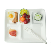 Plateau alimentaire jetable en bagasse de canne à sucre compostable et biodégradable à 5 compartiments pour la restauration à emporter