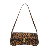 Sac à bandoulière élégant pour femme en cuir PU à motif animalier avec quincaillerie métallique, sac décontracté à porter sous le bras